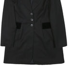 CLEMENTINE PASSION Womens Black Velvet Collar Jacket S Polyester Blend Button