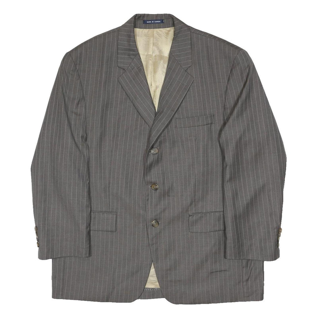 RALPH LAUREN Mens Grey Wool Pinstripe Button Jacket M Tailored Formal Classic