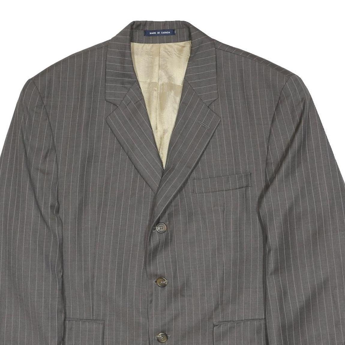 RALPH LAUREN Mens Grey Wool Pinstripe Button Jacket M Tailored Formal Classic