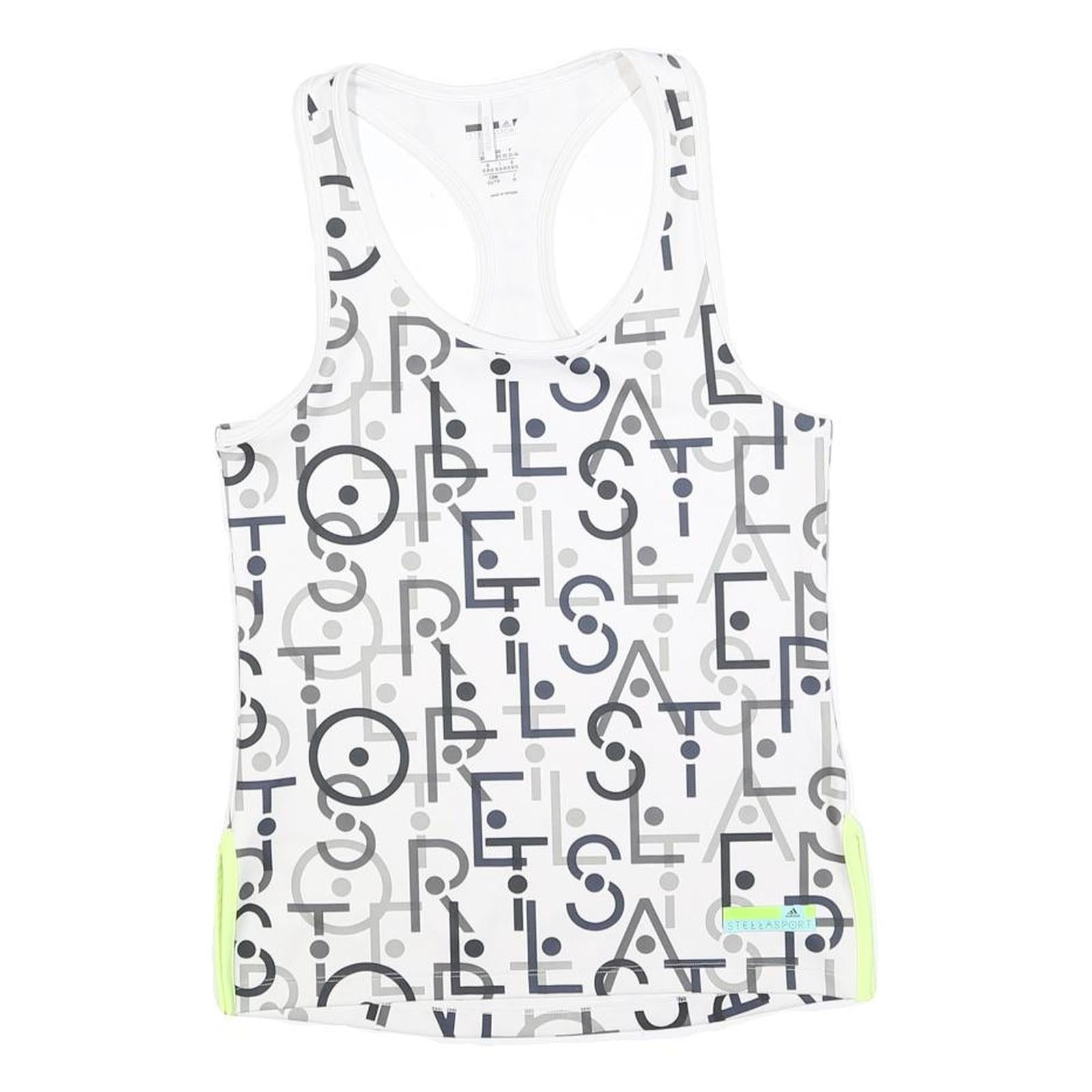 ADIDAS BY STELLA MCCARTNEY Womens White Grey Graphic Racerback XS Sports Vest