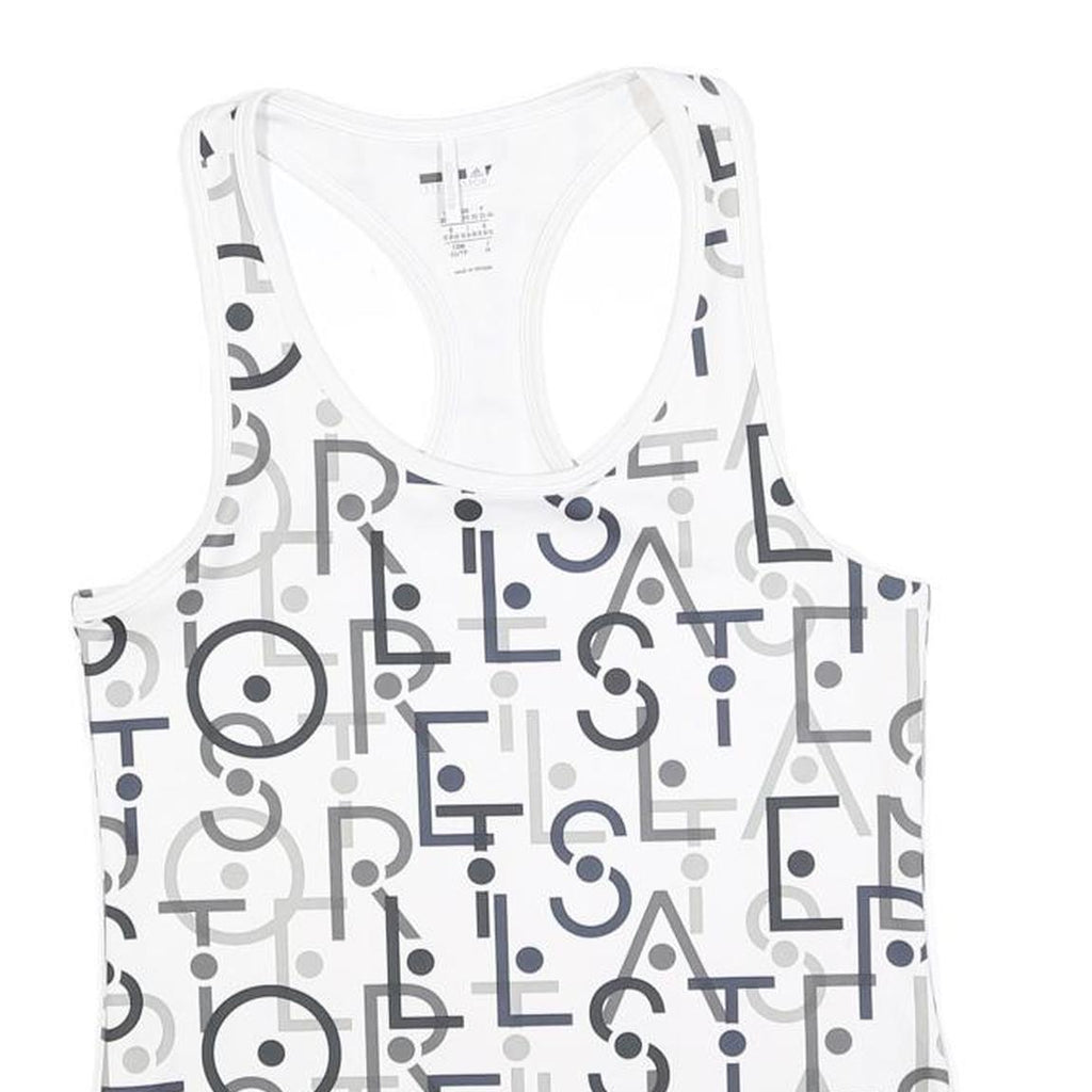 ADIDAS BY STELLA MCCARTNEY Womens White Grey Graphic Racerback XS Sports Vest