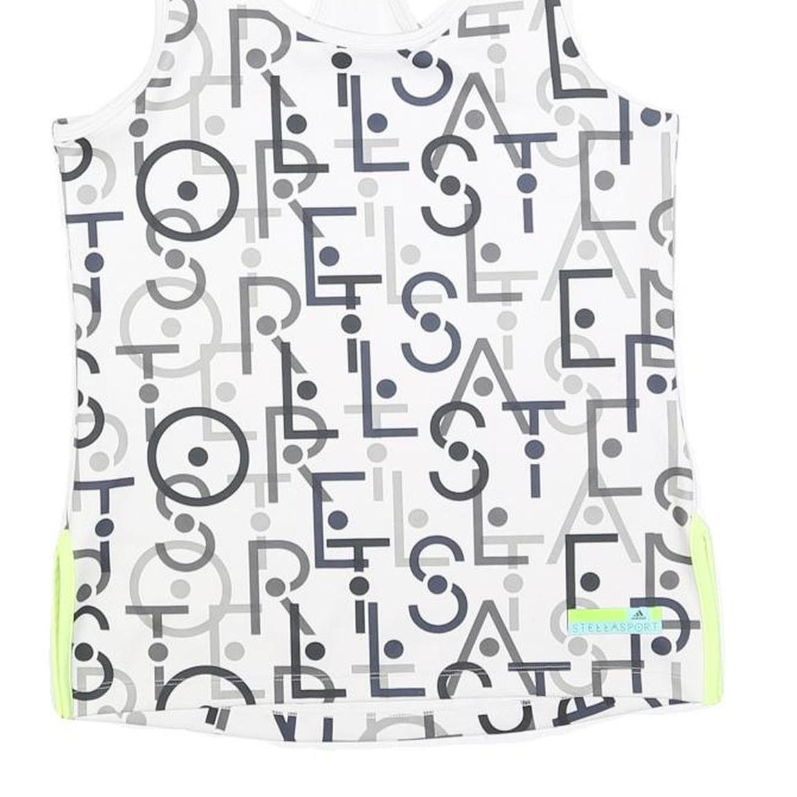 ADIDAS BY STELLA MCCARTNEY Womens White Grey Graphic Racerback XS Sports Vest