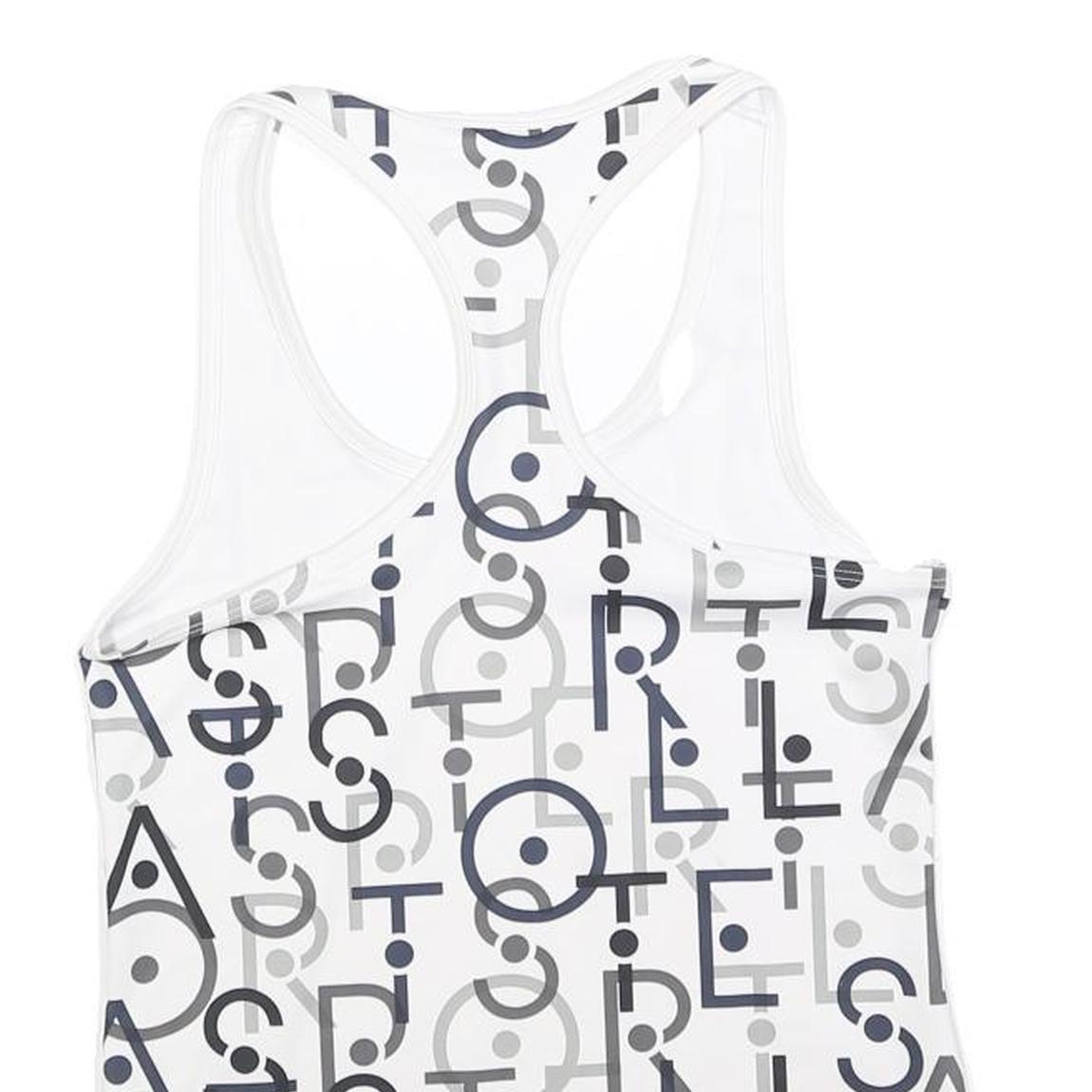 ADIDAS BY STELLA MCCARTNEY Womens White Grey Graphic Racerback XS Sports Vest
