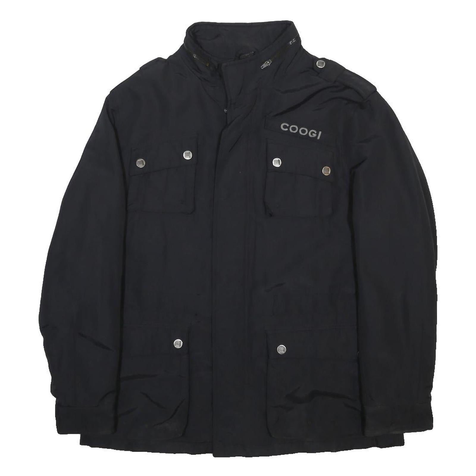COOGI Mens Black XL Nylon Jacket Casual Zip-Up Pocketed Functional Design