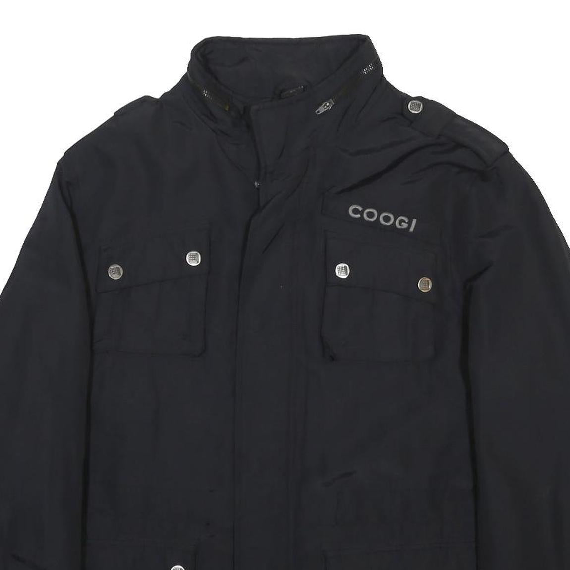 COOGI Mens Black XL Nylon Jacket Casual Zip-Up Pocketed Functional Design
