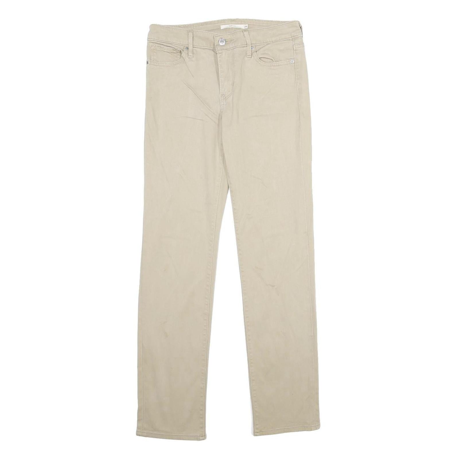 LEVI'S Womens Beige Slim Slim Straight Trousers W26 L32 Cotton Blend Zip