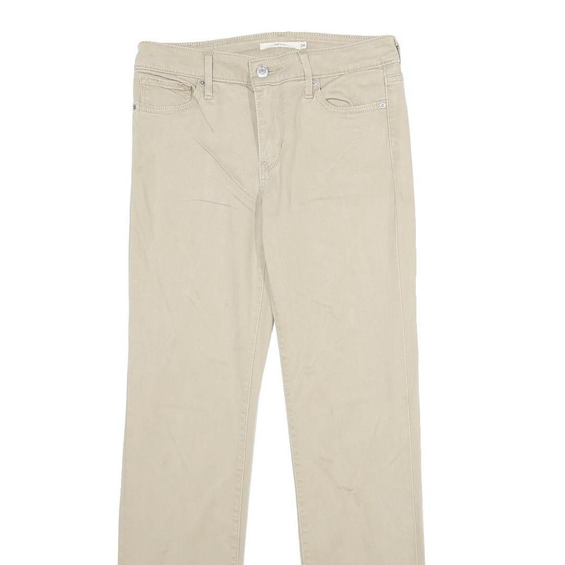 LEVI'S Womens Beige Slim Slim Straight Trousers W26 L32 Cotton Blend Zip