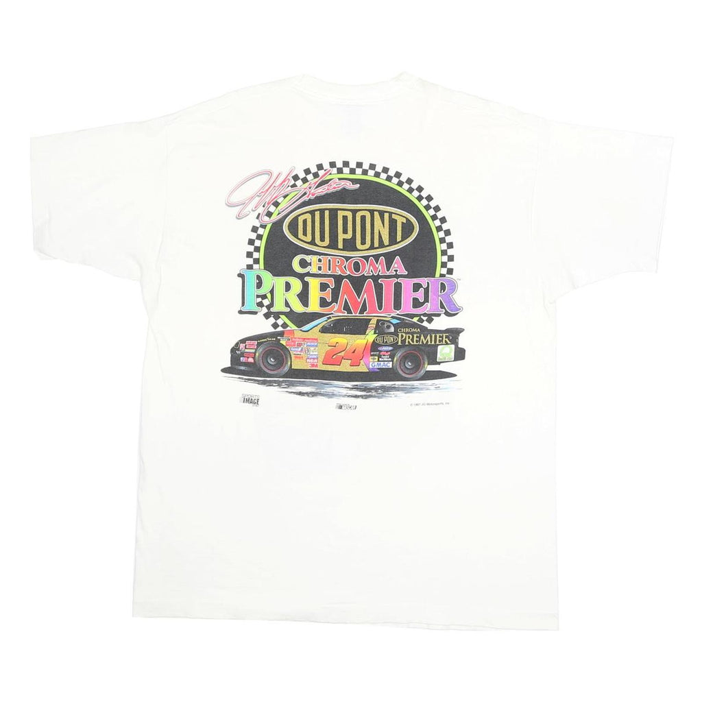 FRUIT OF THE LOOM Mens White Jeff Gordon NASCAR Racing Graphic T-Shirt XL Short
