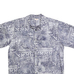 GO BAREFOOT Mens Blue Patterned Cotton Blend Short Sleeve Shirt XL Casual Summer