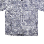 GO BAREFOOT Mens Blue Patterned Cotton Blend Short Sleeve Shirt XL Casual Summer