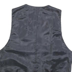 Mens Blue & Black Silk Blend Button Jacket L Printed Waistcoat Style