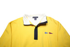 NAUTICA Mens Yellow 1/4 Zip L Cotton Pullover Sweatshirt Nautical Flags