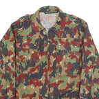 Mens Green Brown & Red Camouflage Cotton Blend Zip Jacket M Military Style