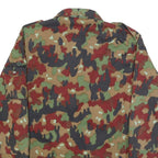 Mens Green Brown & Red Camouflage Cotton Blend Zip Jacket M Military Style