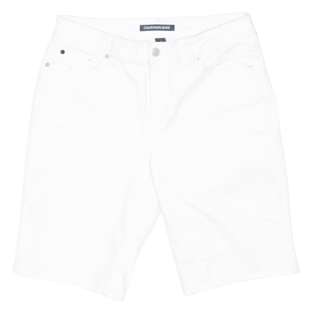 CALVIN KLEIN JEANS Womens White Cotton Blend Casual Shorts UK 8 W30 Stylish