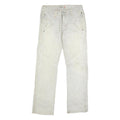 YE GUANG TOU Mens White Regular Jeans Cotton Blend W30 L30 Stylish Stitch Detail