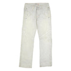 YE GUANG TOU Mens White Regular Jeans Cotton Blend W30 L30 Stylish Stitch Detail