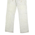 YE GUANG TOU Mens White Regular Jeans Cotton Blend W30 L30 Stylish Stitch Detail