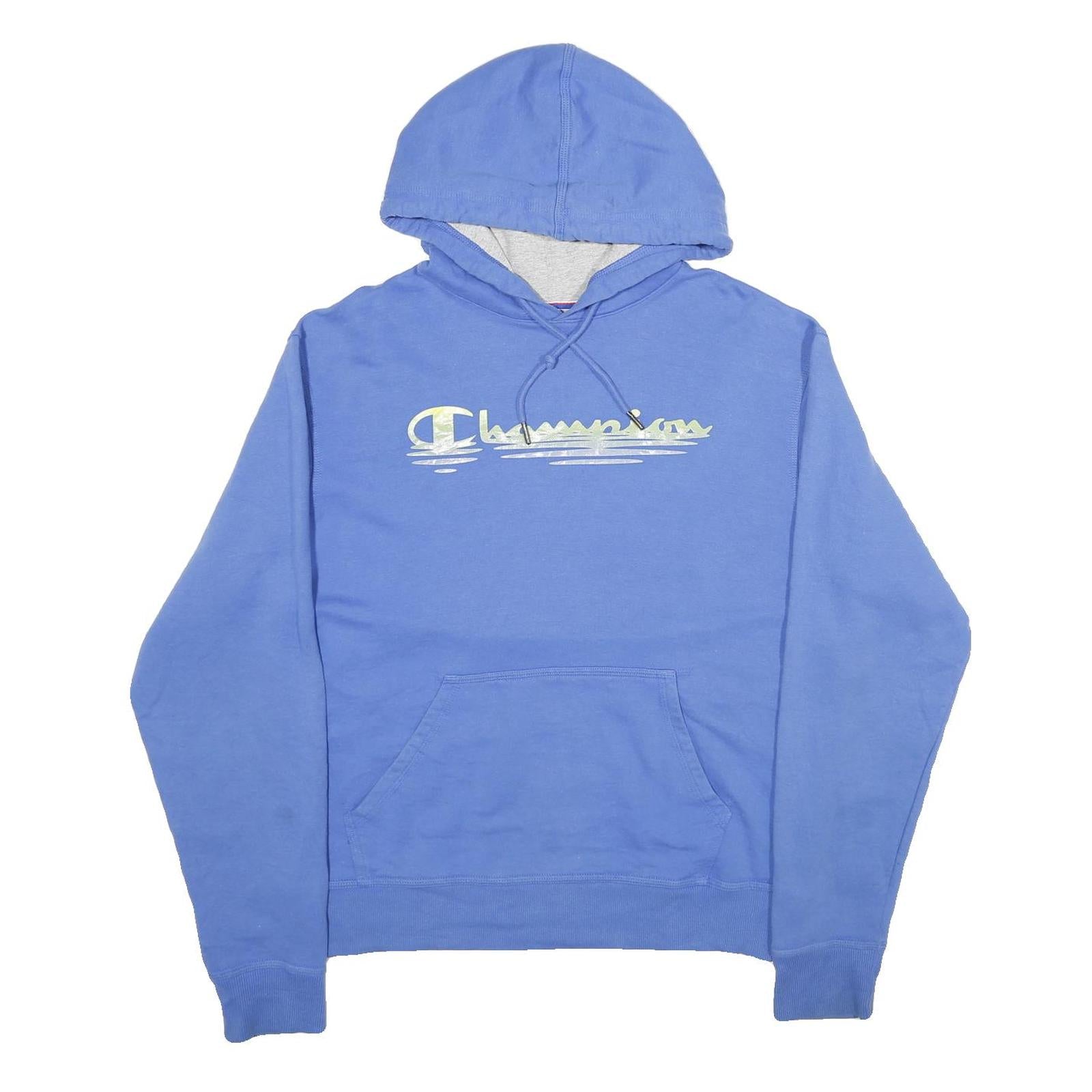 CHAMPION Mens Blue Hoodie M Cotton Blend Pullover Drawstring Hood Casual