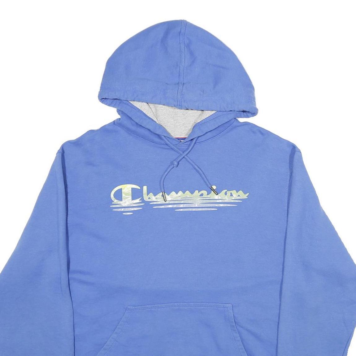 CHAMPION Mens Blue Hoodie M Cotton Blend Pullover Drawstring Hood Casual