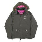 BILLABONG Womens Grey Pinstripe Outdoor Jacket L Polyamide Zip Hooded