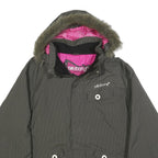 BILLABONG Womens Grey Pinstripe Outdoor Jacket L Polyamide Zip Hooded