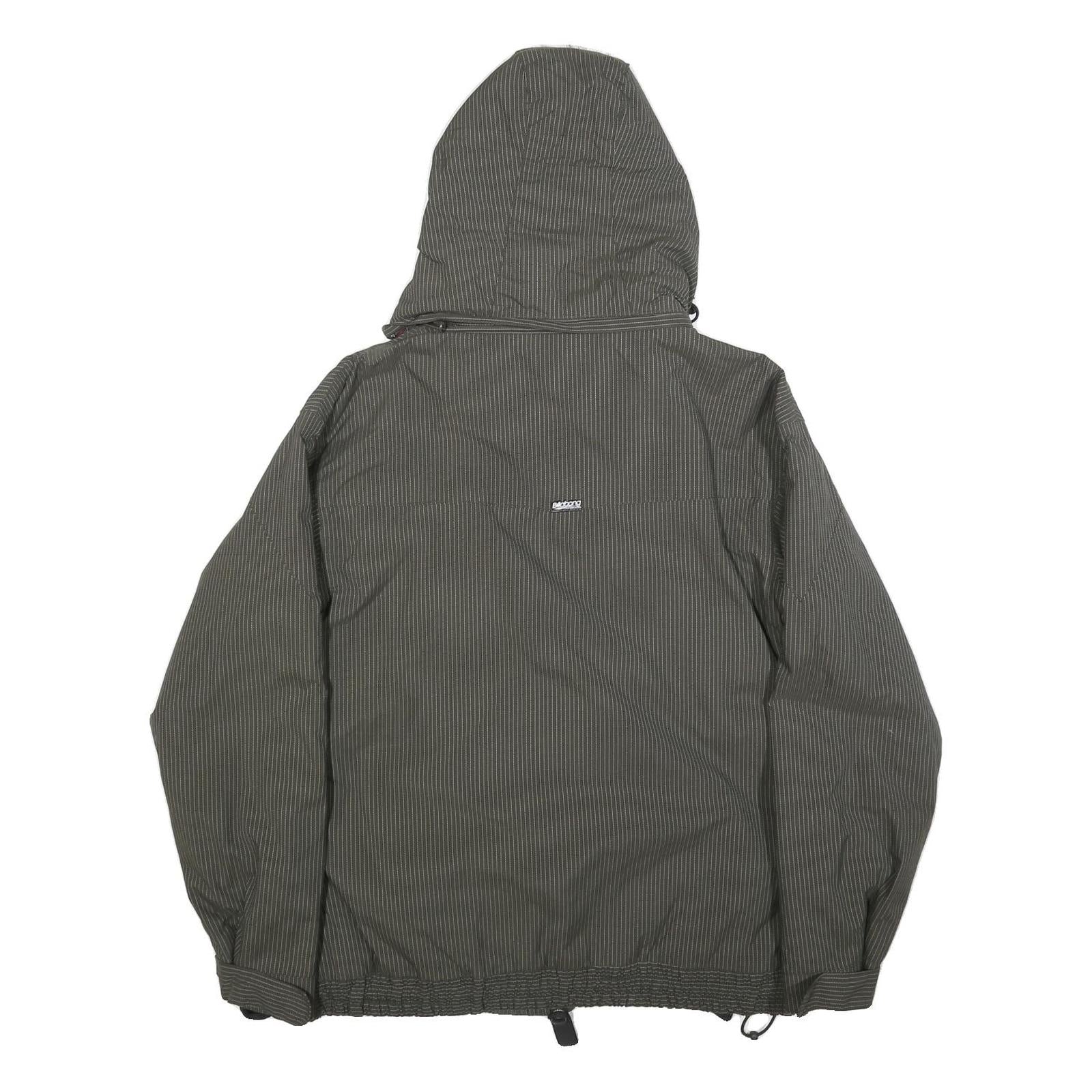 BILLABONG Womens Grey Pinstripe Outdoor Jacket L Polyamide Zip Hooded