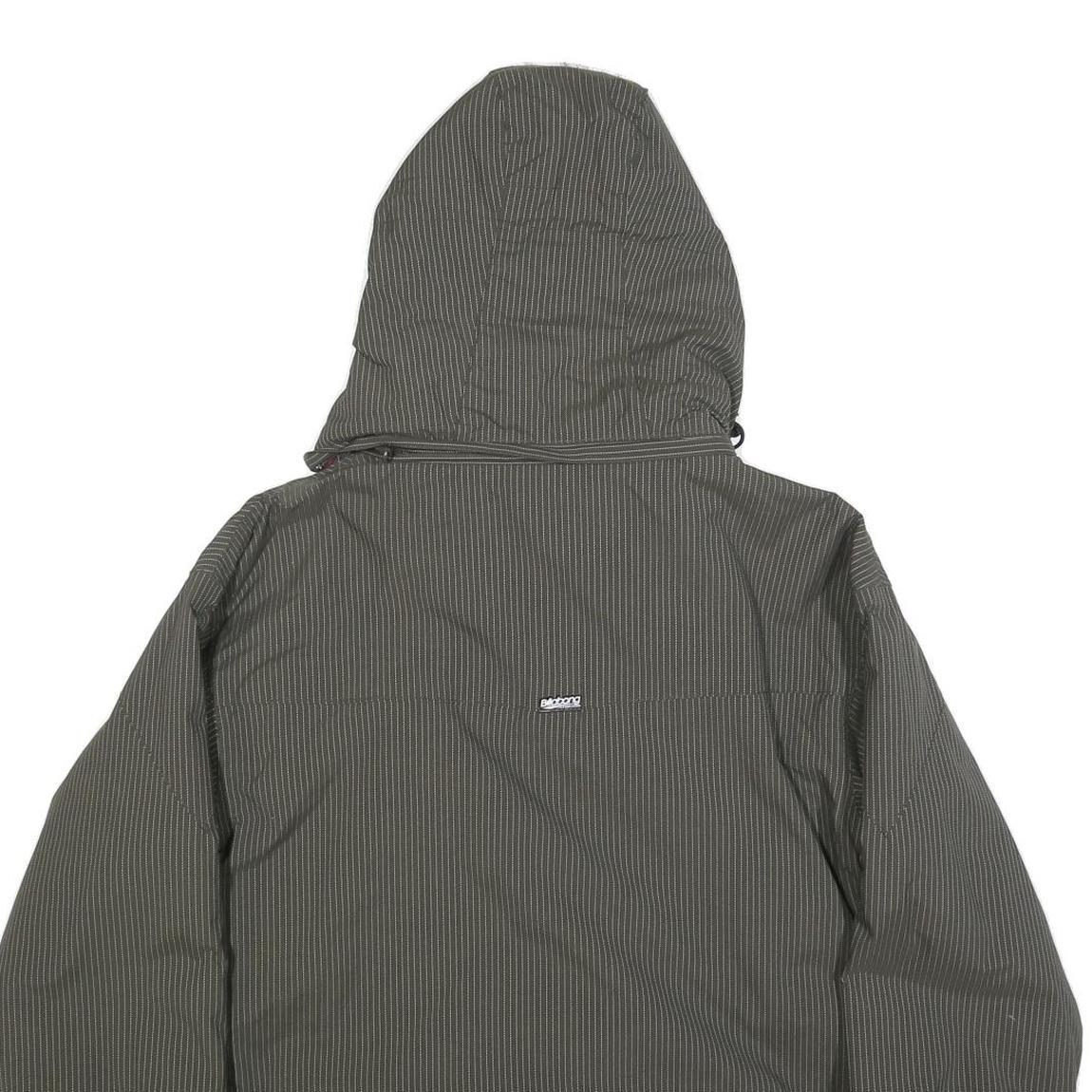 BILLABONG Womens Grey Pinstripe Outdoor Jacket L Polyamide Zip Hooded