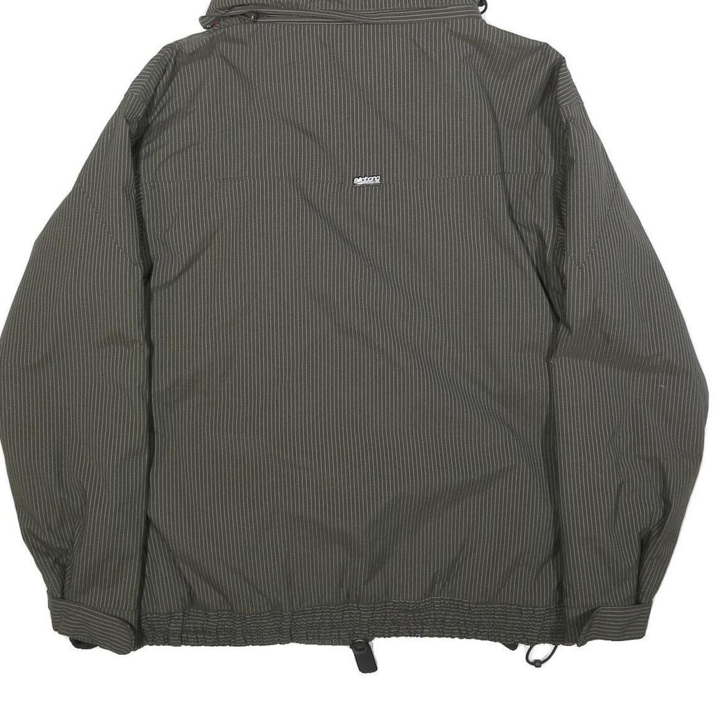 BILLABONG Womens Grey Pinstripe Outdoor Jacket L Polyamide Zip Hooded