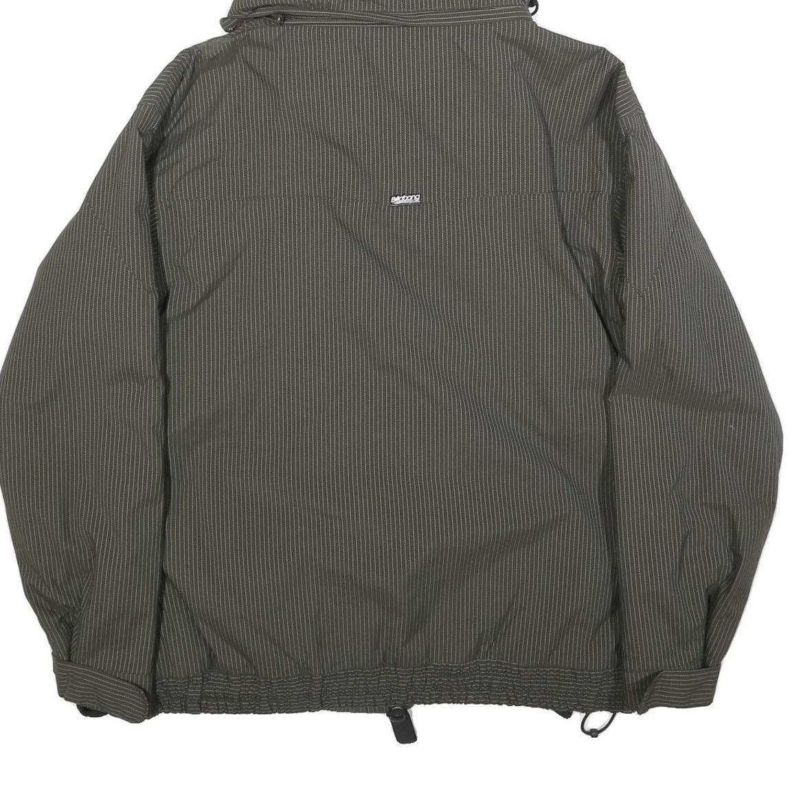 BILLABONG Womens Grey Pinstripe Outdoor Jacket L Polyamide Zip Hooded