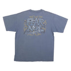 TEEJAYS Mens Blue Fear Not Graphic T-Shirt L Short Sleeve Crew Neck Cotton Blend