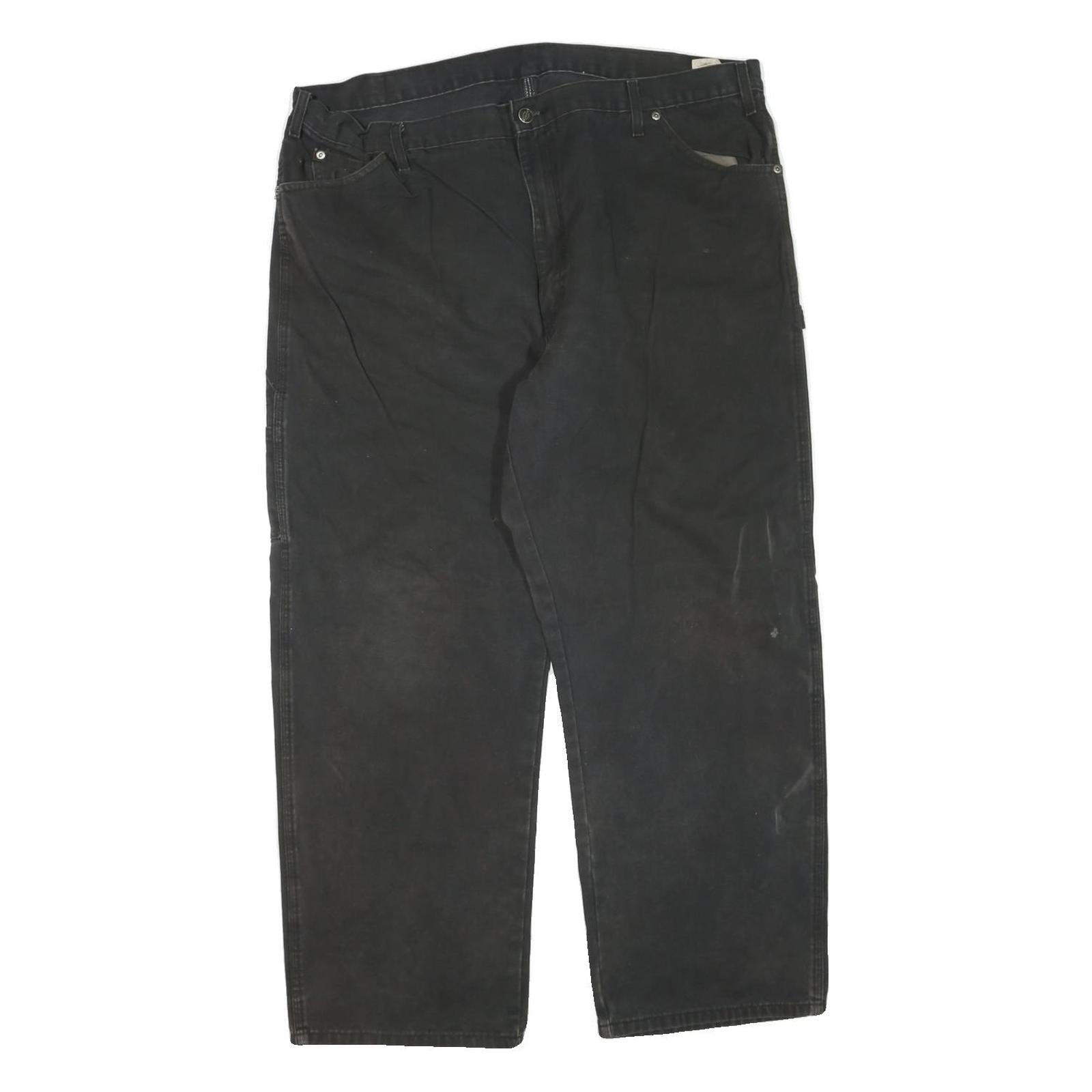 DICKIES Mens Black Regular Fit Straight Cotton Blend Jeans W42 L30 Workwear