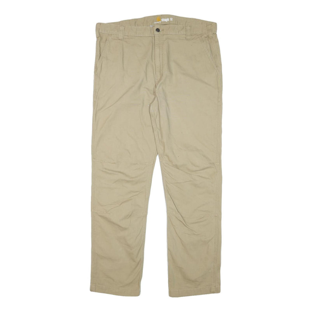CARHARTT Mens Cotton Blend Beige Regular Straight Fit Trousers W38 L32 Casual