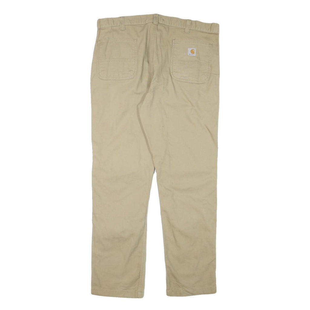CARHARTT Mens Cotton Blend Beige Regular Straight Fit Trousers W38 L32 Casual