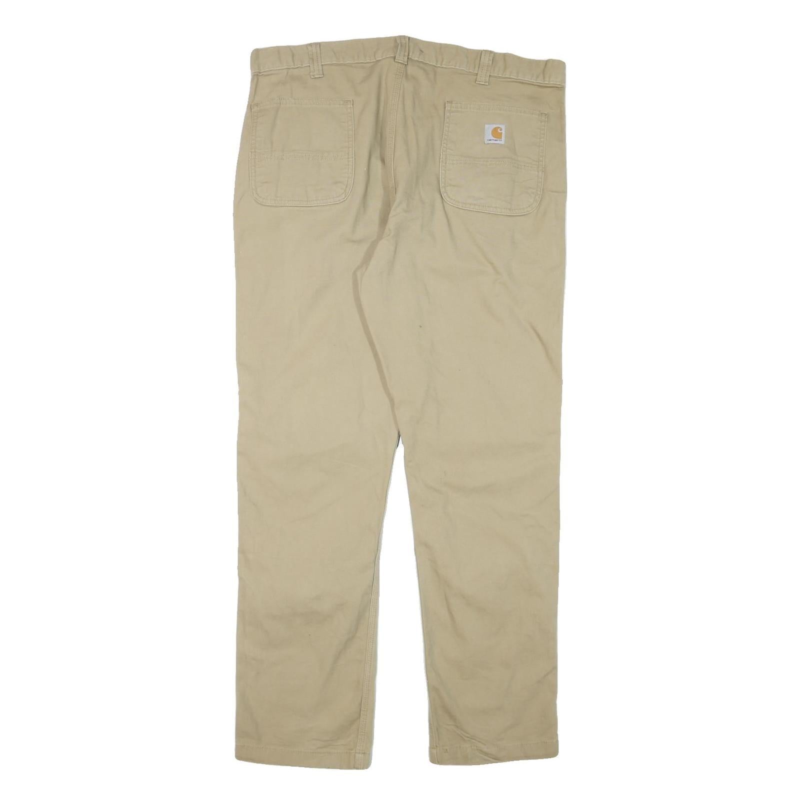 CARHARTT Mens Cotton Blend Beige Regular Straight Fit Trousers W38 L32 Casual
