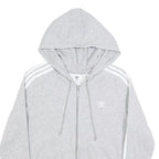 ADIDAS Womens Grey & White Full Zip Hoodie UK 12 Cotton Blend Three Stripe