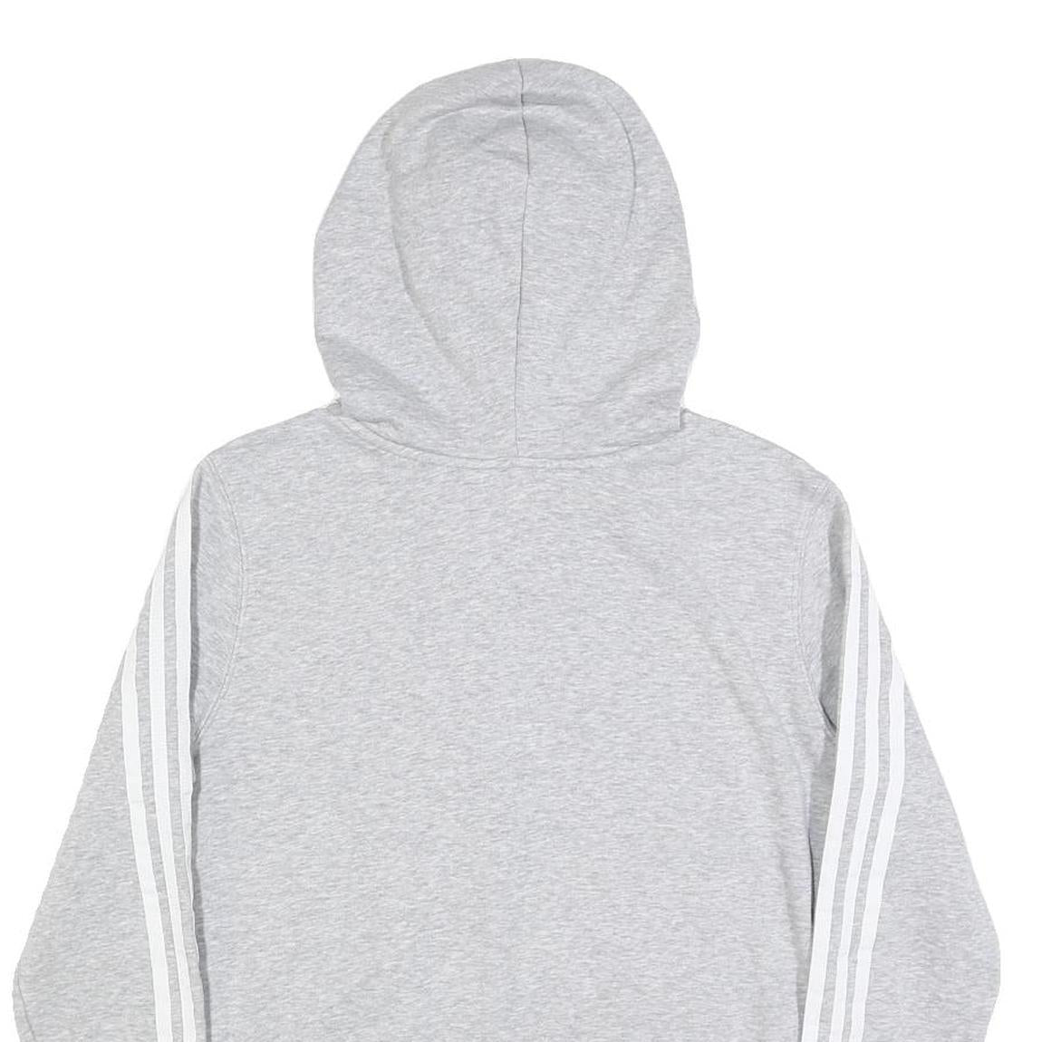ADIDAS Womens Grey & White Full Zip Hoodie UK 12 Cotton Blend Three Stripe