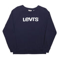 LEVI'S Womens Navy Blue Crew Neck XS Cotton Blend Logo Sweatshirt