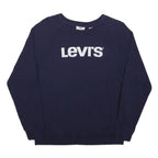 LEVI'S Womens Navy Blue Crew Neck XS Cotton Blend Logo Sweatshirt
