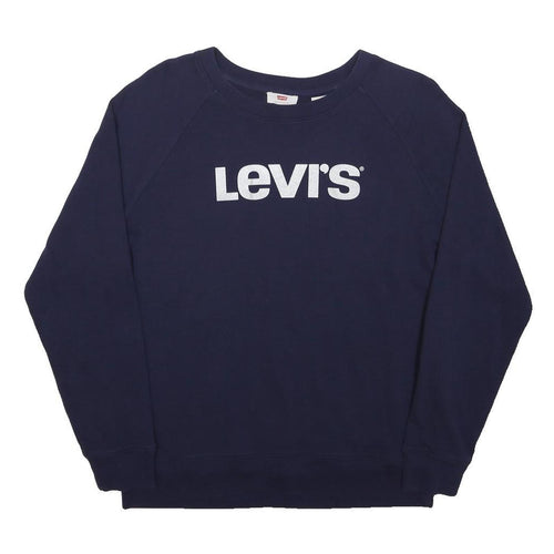 LEVI'S Womens Navy Blue Crew Neck XS Cotton Blend Logo Sweatshirt