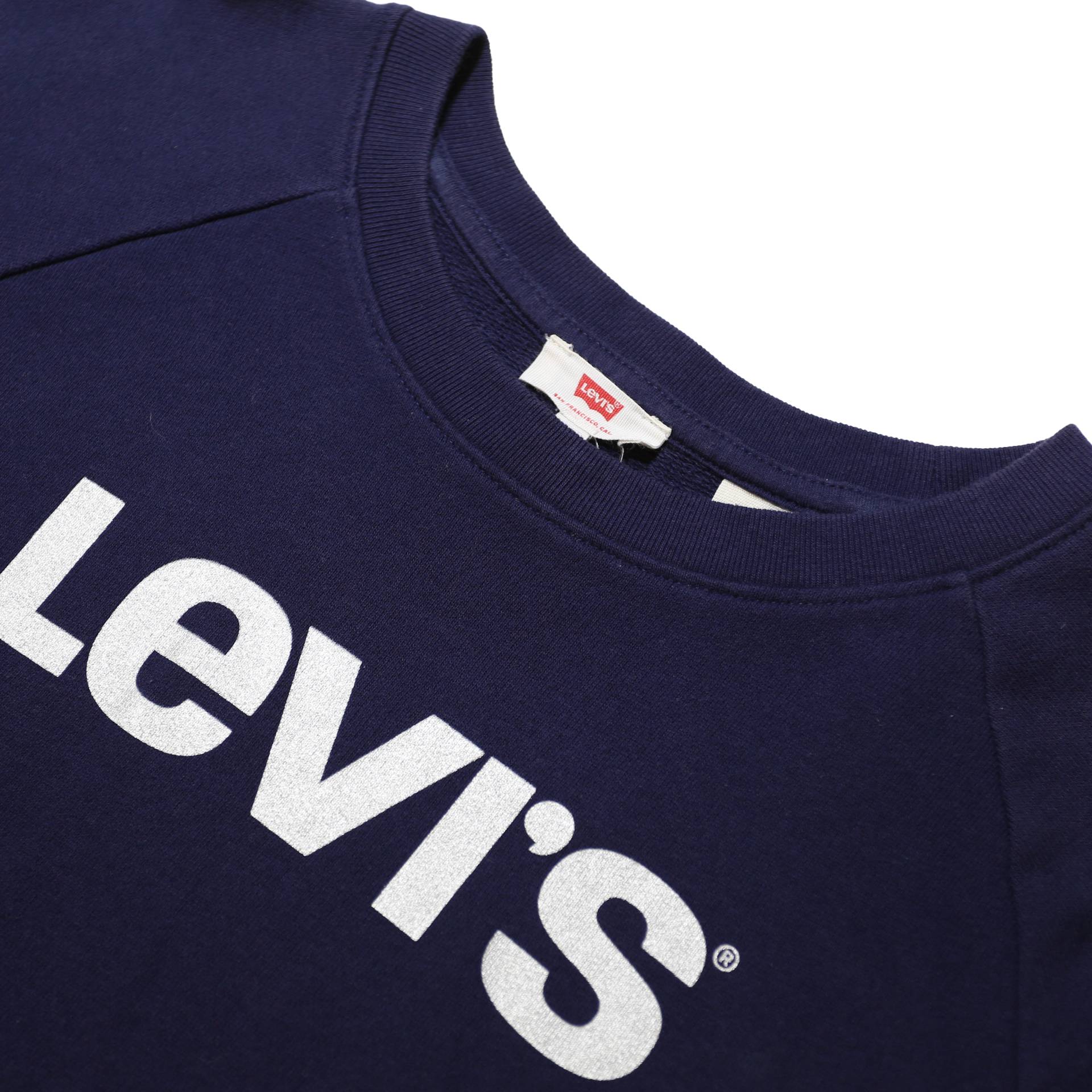 LEVI'S Womens Navy Blue Crew Neck XS Cotton Blend Logo Sweatshirt