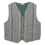 CACHET Mens Blue Green Grey Striped Cotton Blend Button Jacket M Casual Wear
