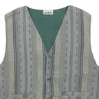 CACHET Mens Blue Green Grey Striped Cotton Blend Button Jacket M Casual Wear