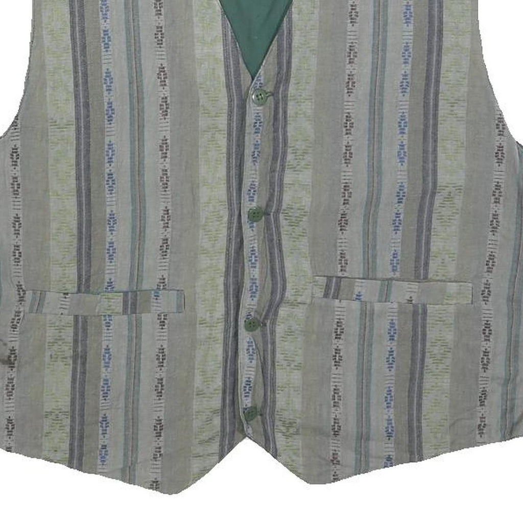 CACHET Mens Blue Green Grey Striped Cotton Blend Button Jacket M Casual Wear