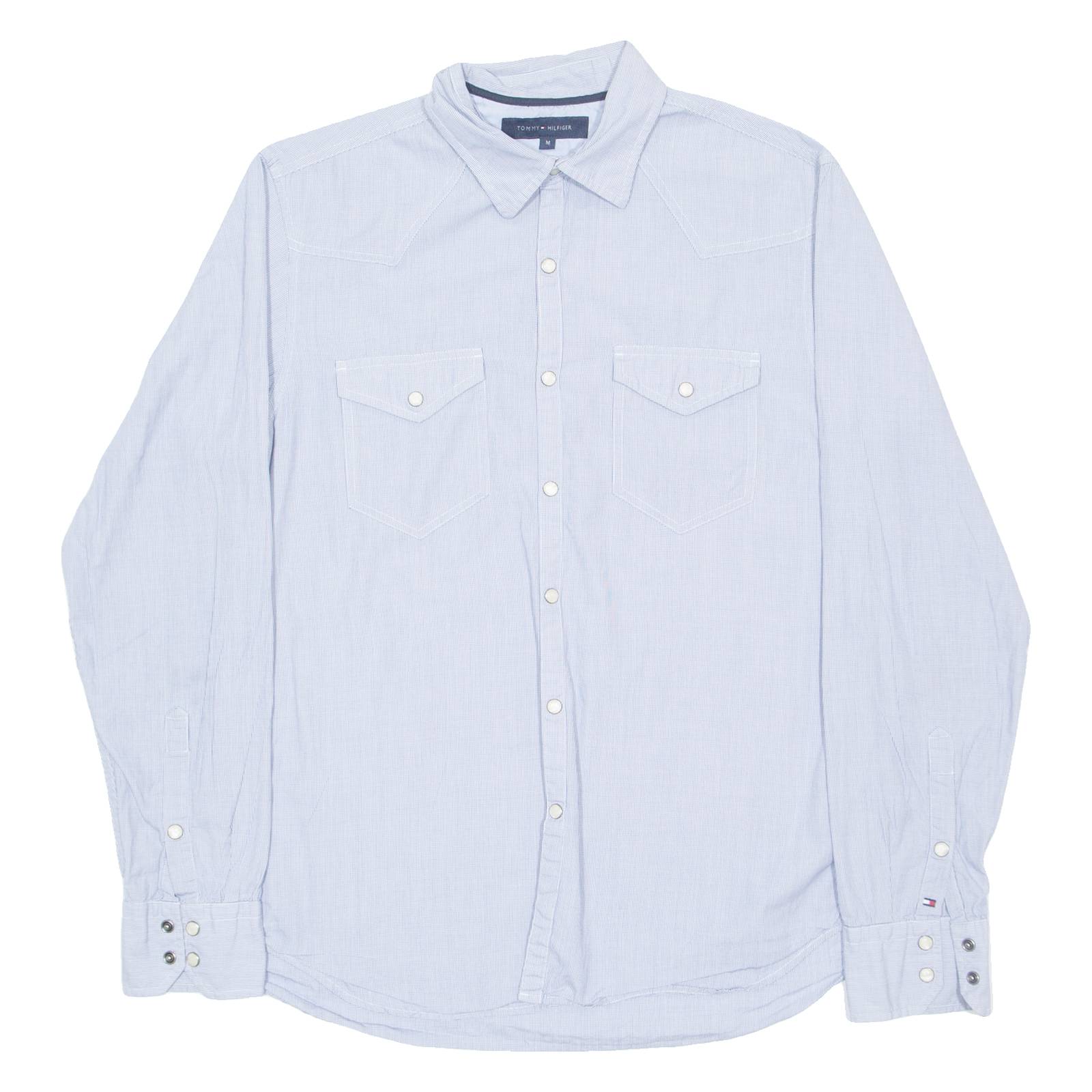 TOMMY HILFIGER Mens Plain Shirt Blue Long Sleeve M