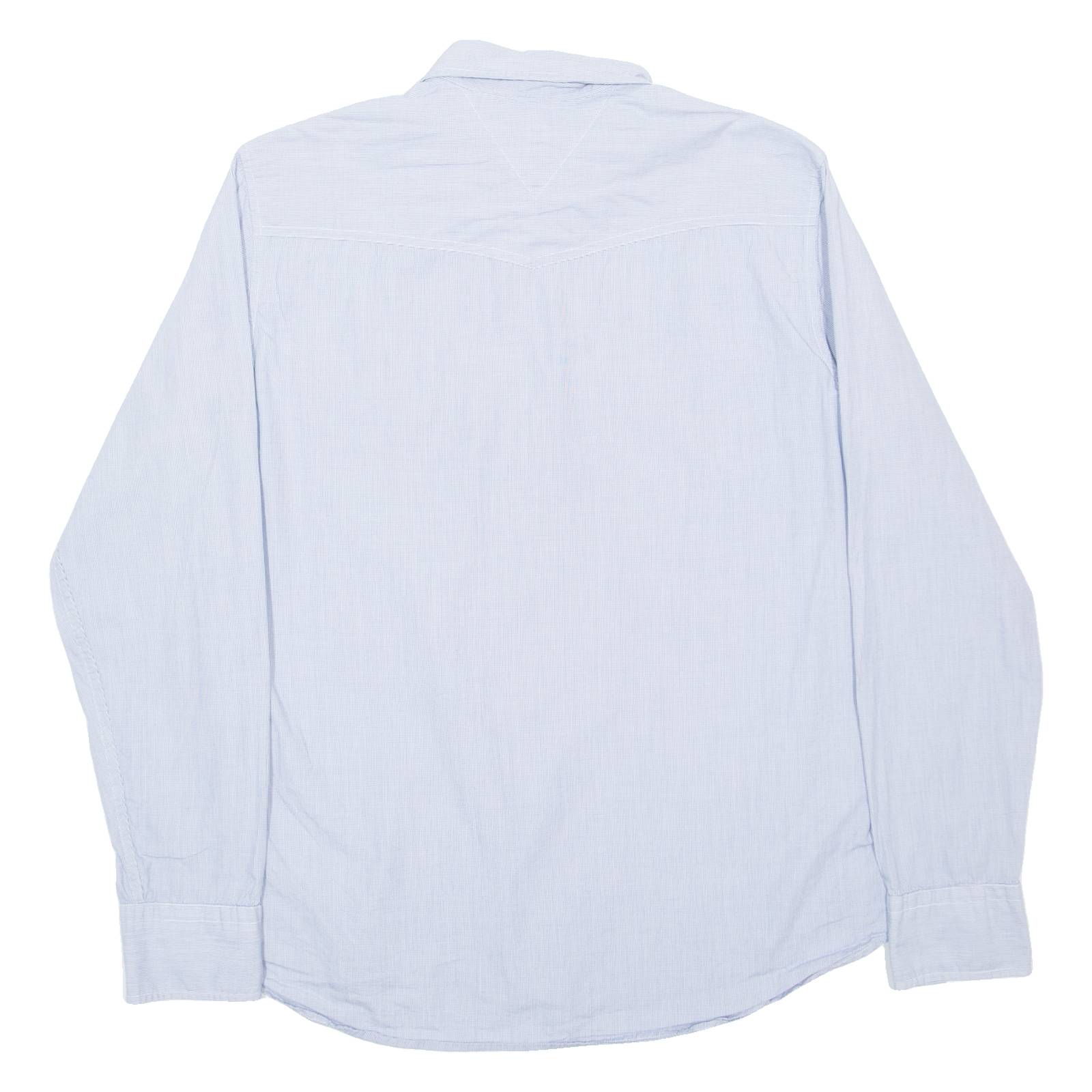 TOMMY HILFIGER Mens Plain Shirt Blue Long Sleeve M