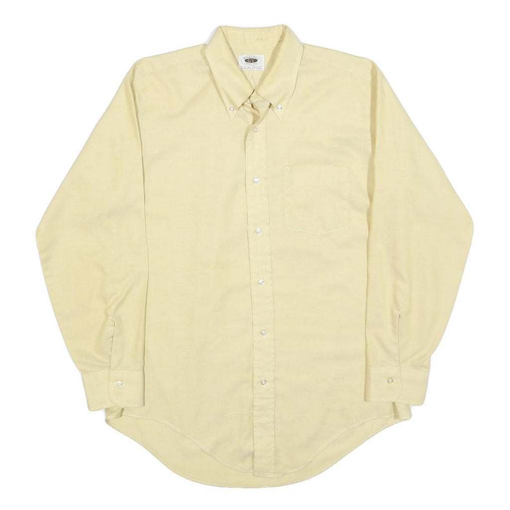 GOLDEN VEE Mens Cream Shirt M Classic Button Down Collar Cotton Blend
