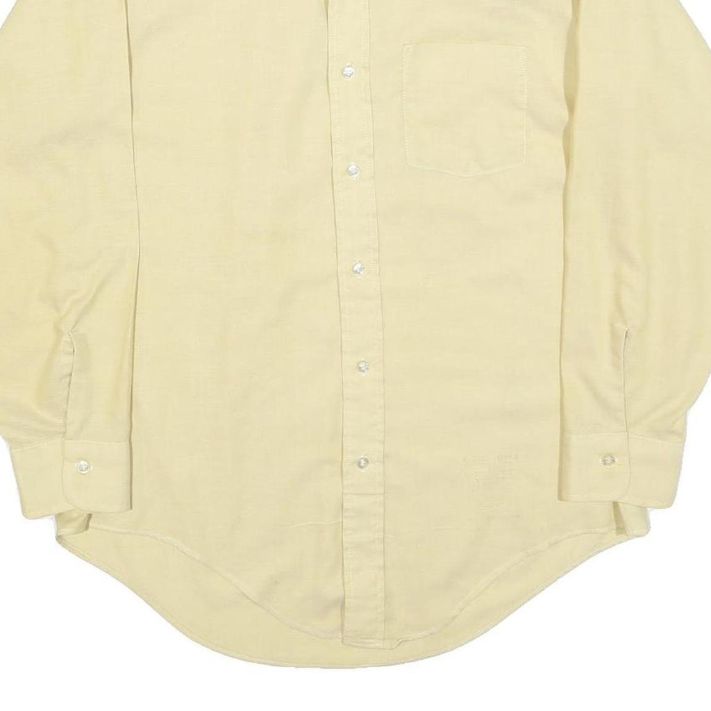 GOLDEN VEE Mens Cream Shirt M Classic Button Down Collar Cotton Blend