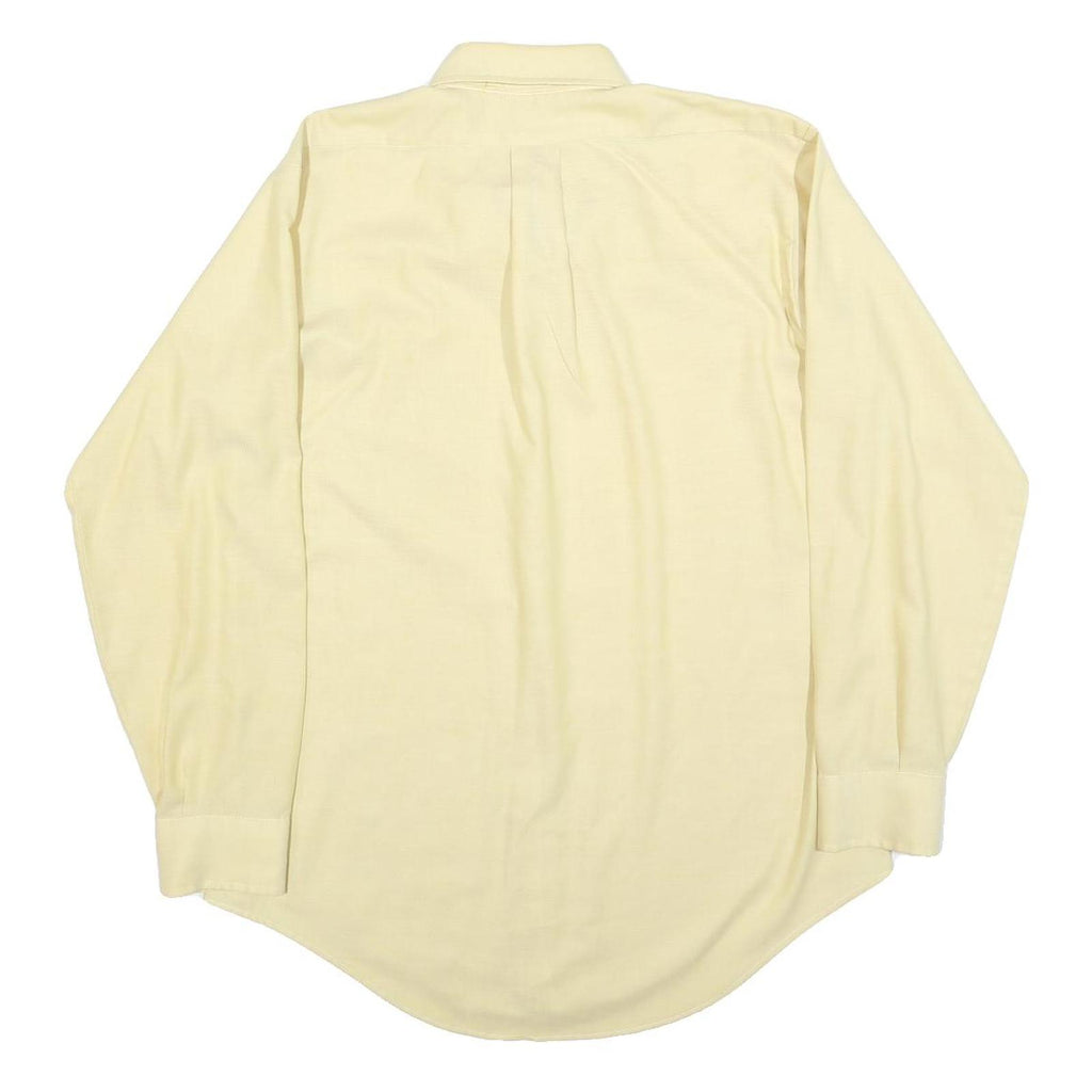 GOLDEN VEE Mens Cream Shirt M Classic Button Down Collar Cotton Blend