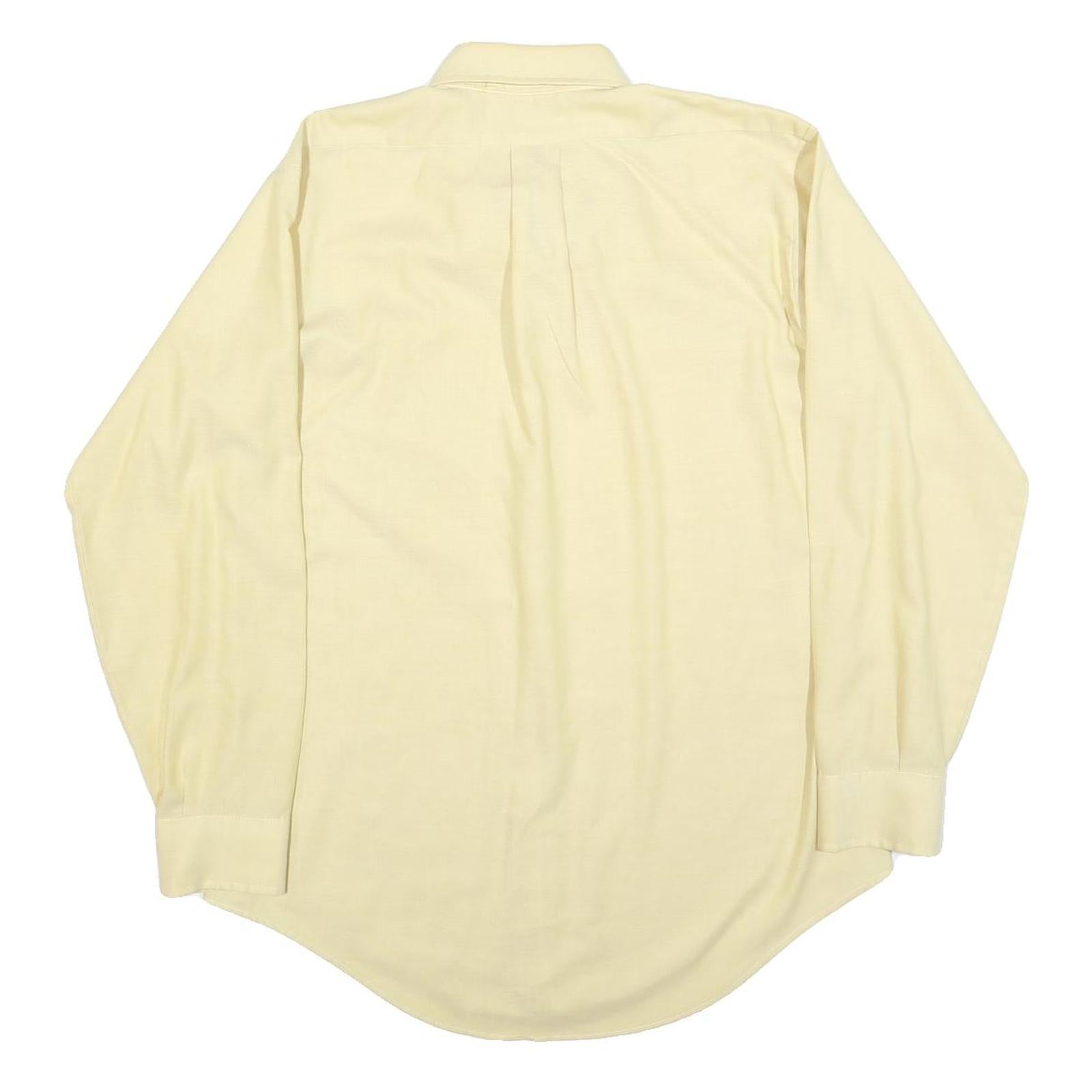 GOLDEN VEE Mens Cream Shirt M Classic Button Down Collar Cotton Blend